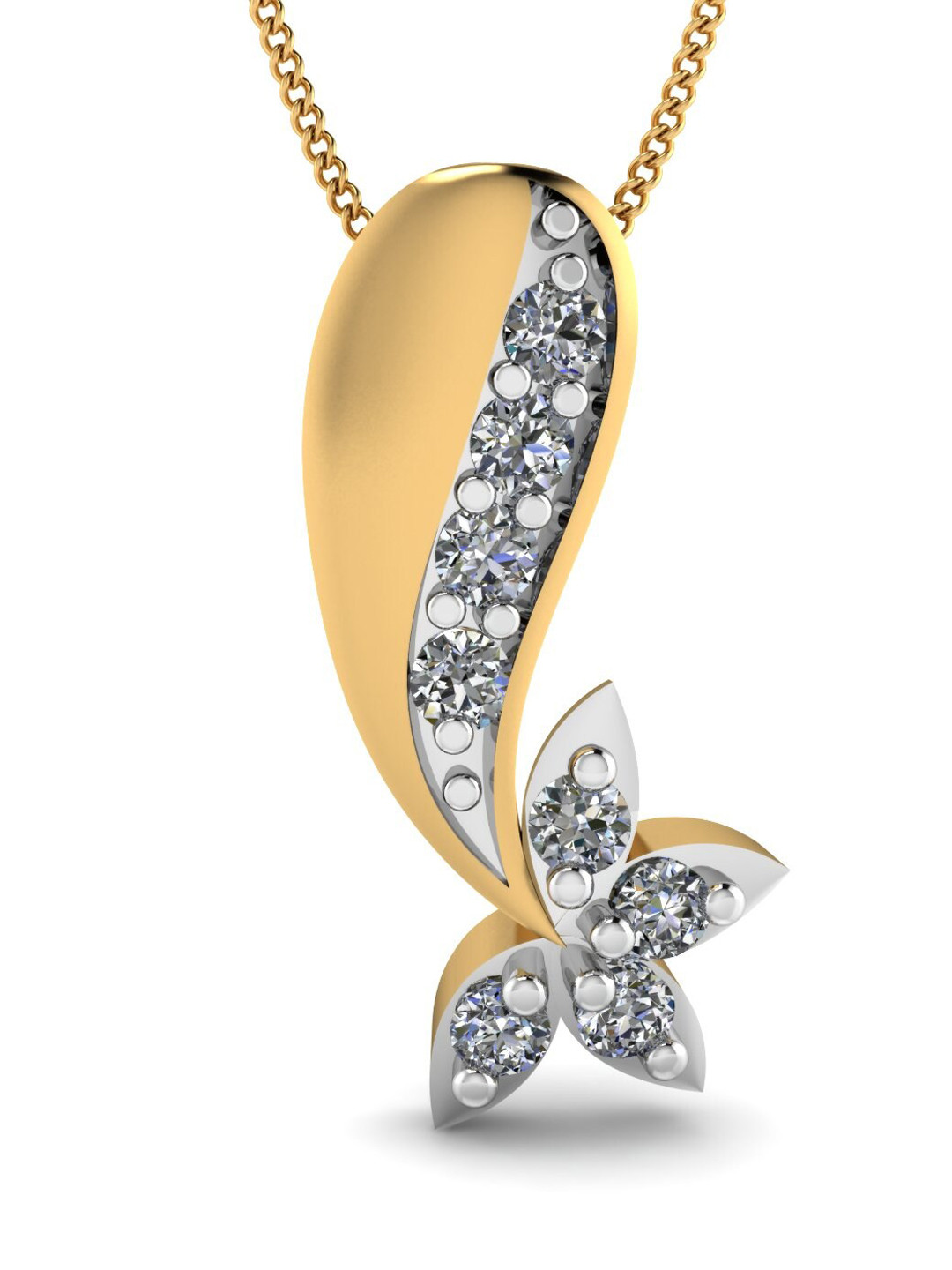 KUBERBOX 18 KT Gold Frozen Dew Pendant Diamond - 0.576 gm