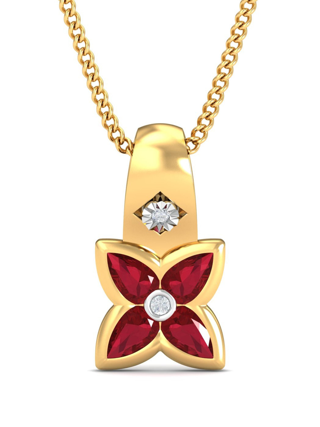 KUBERBOX Avital 18KT Gold Diamond Studded Pendant-1.27gm