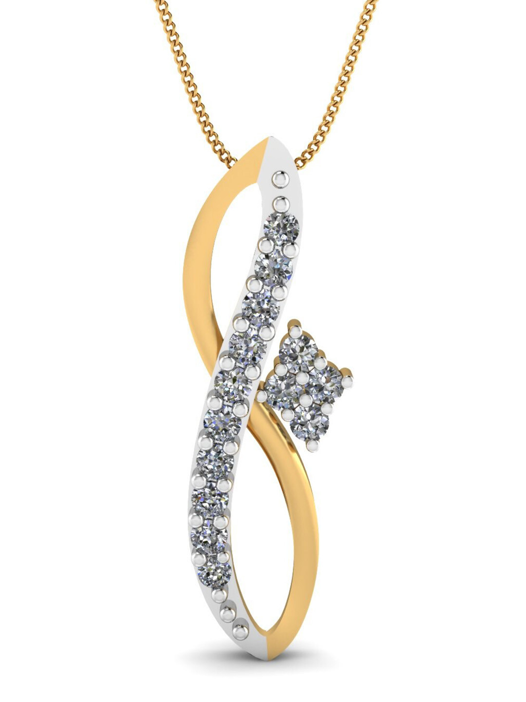 KUBERBOX Avani 18KT Gold Diamond-Studded Pendant-0.98 gm