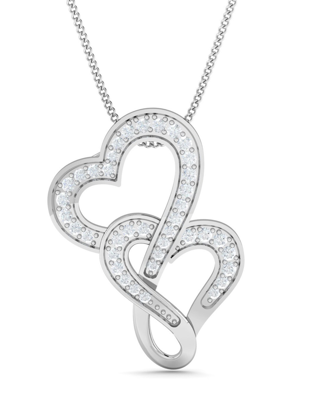 KUBERBOX Dafna Heart 18KT White Gold Diamond-Studded Pendant-1.09gm
