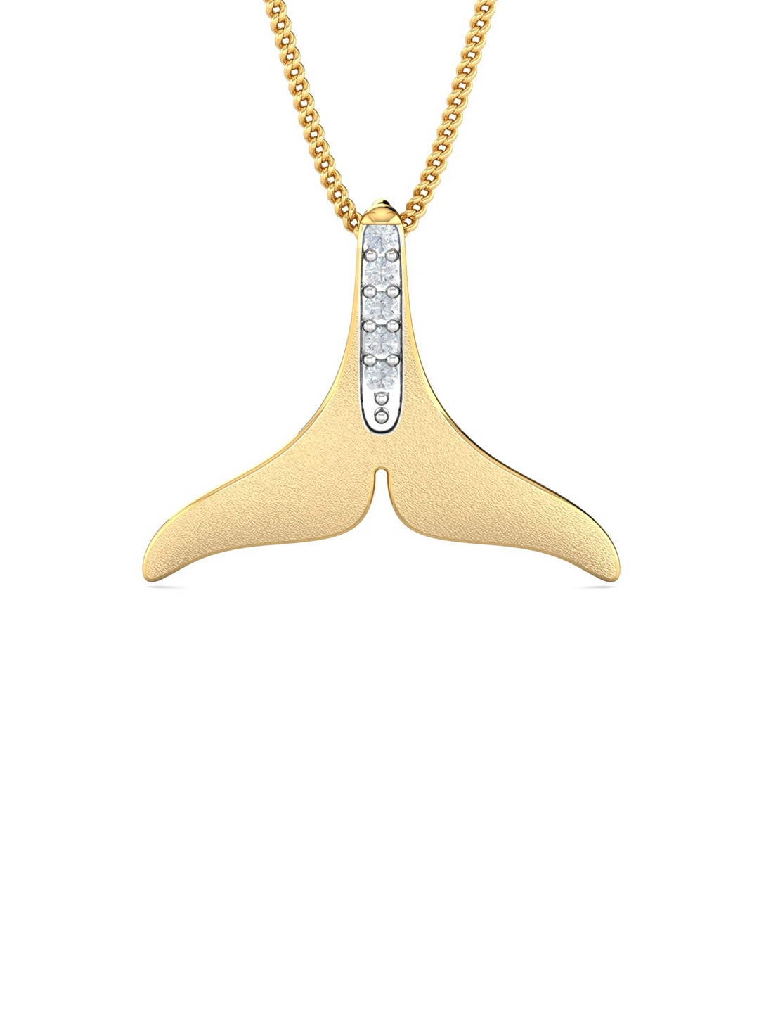 KUBERBOX 18KT Gold Diamond-Studded Caia Fin Pendant 1.15 gm