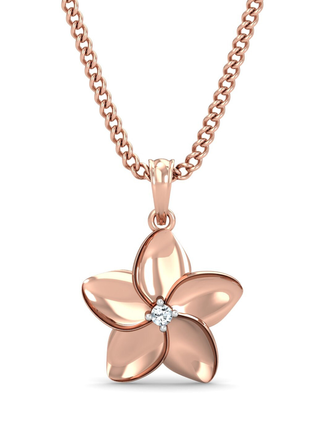 KUBERBOX Ziris 18KT Rose Gold Diamond-Studded Pendant-1.36 gm