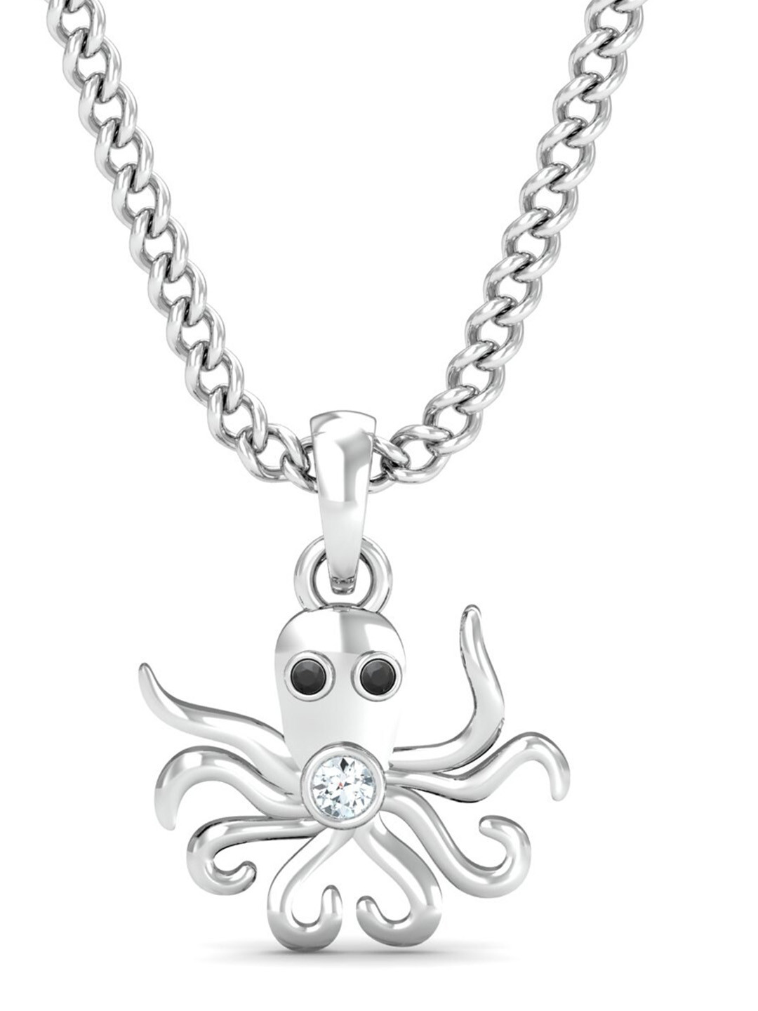 KUBERBOX Offbeat Octopus 18KT White Gold Diamond-Studded Pendant - 0.88 gm