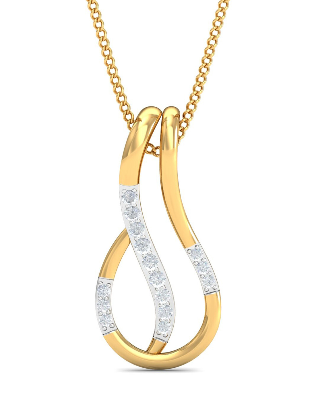 KUBERBOX 18KT Gold Diamond Josee Pendant- 0.97gm