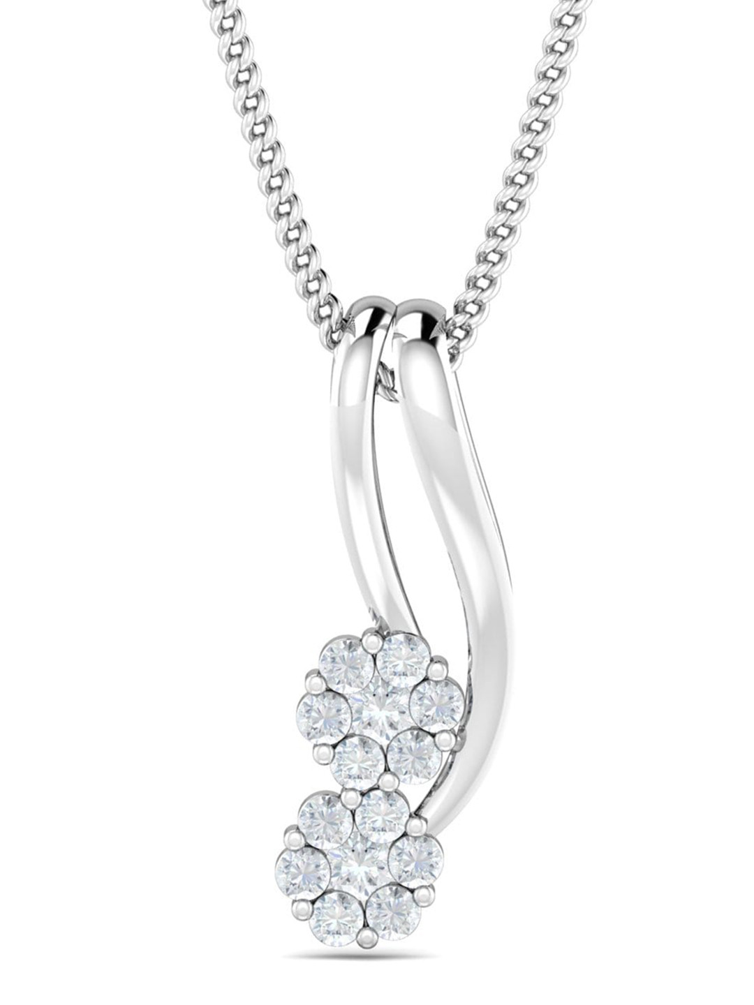KUBERBOX Carmelita Cluster 18KT White Gold Diamond-Studded Pendant-0.77 gm