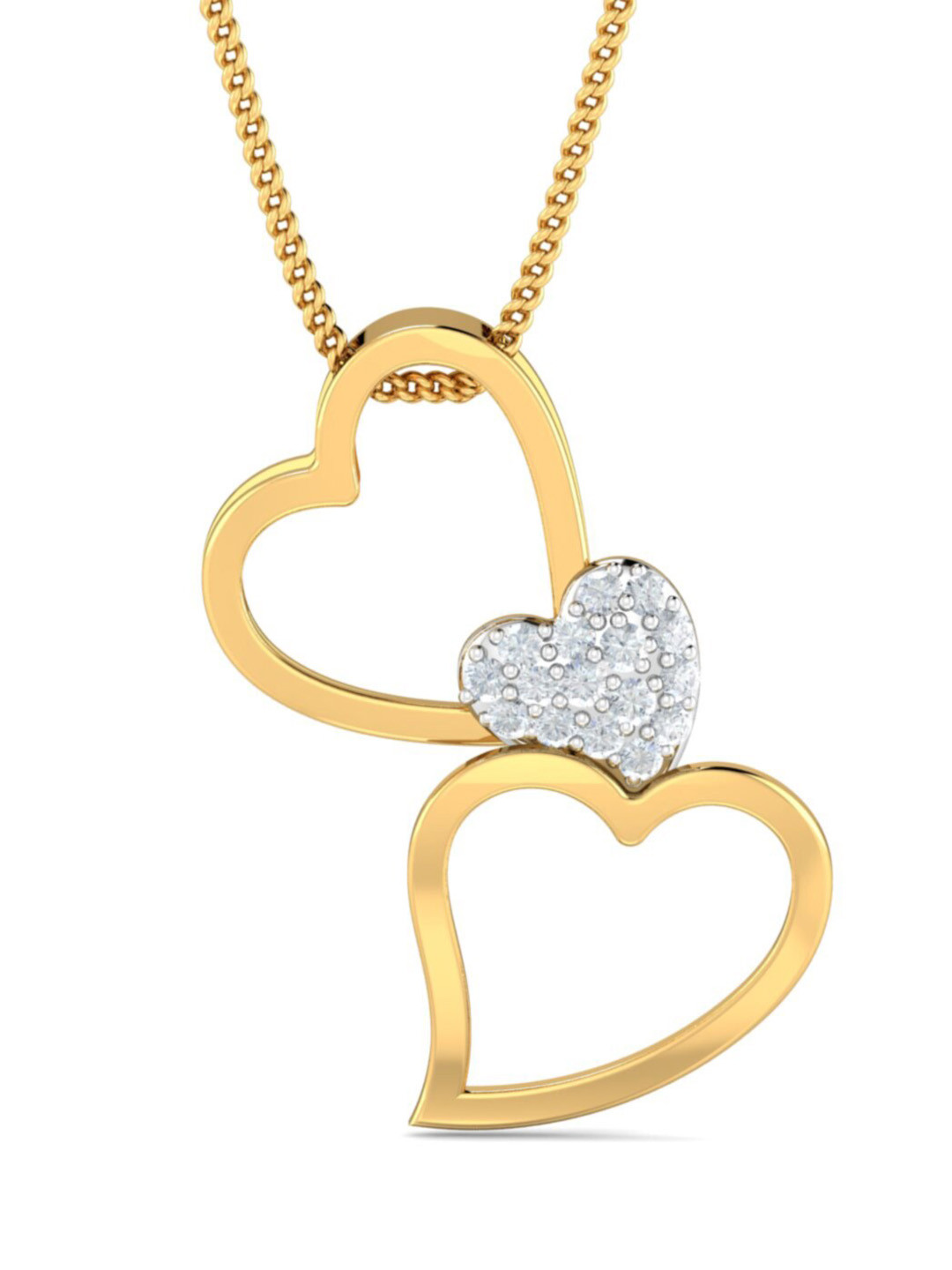 KUBERBOX Nuray Heart 18KT Gold Diamond-Studded Pendant-1.gm25