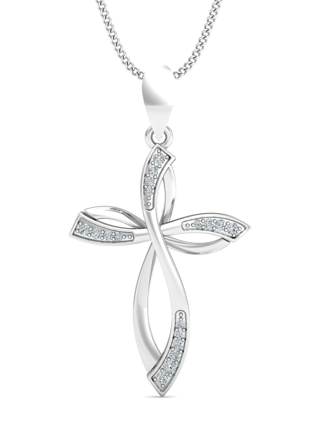 KUBERBOX 18KT Estilo Christianity White Gold Pendant Diamond-1.58gm