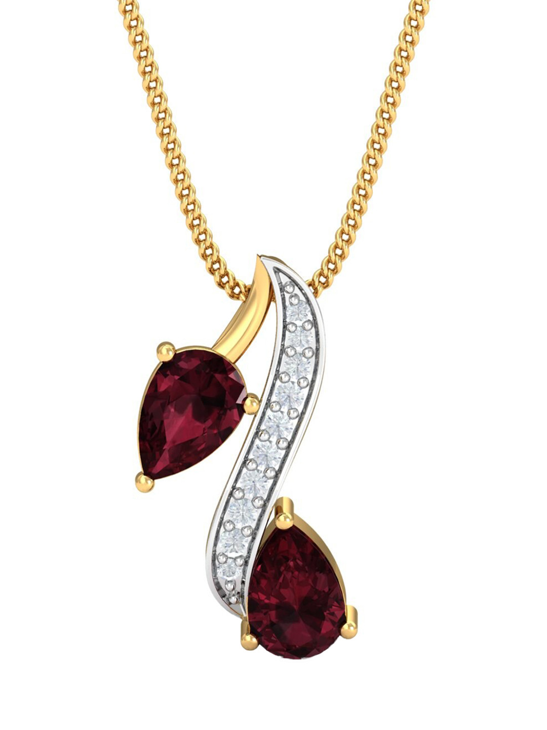 KUBERBOX Klarysa 18KT Gold Diamond Studded Pendant-0.97gm