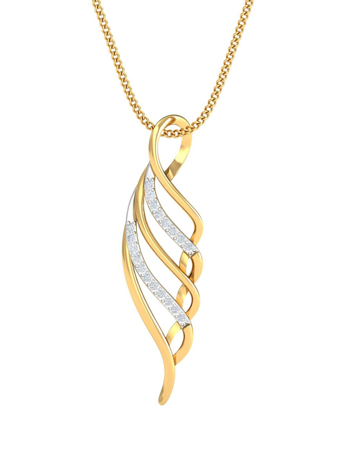 KUBERBOX 18KT Gold Diamond-Studded Rio Shell Pendant- 1.08 gm
