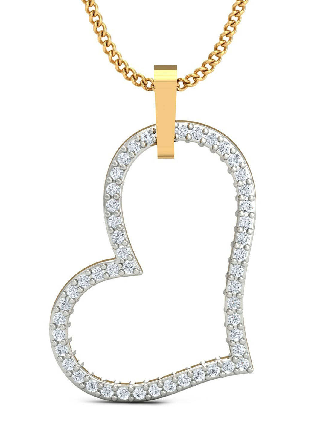 KUBERBOX 18KT Gold Diamond-Studded Bold Love Pendant- 0.9 gm