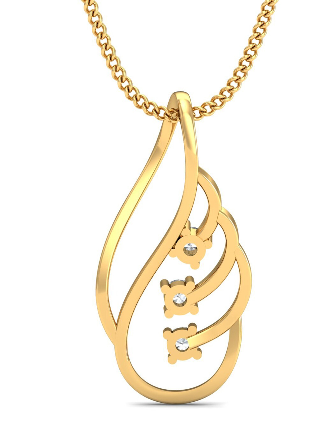 KUBERBOX Wings 18KT Gold Diamond Studded Pendant-0.71gm