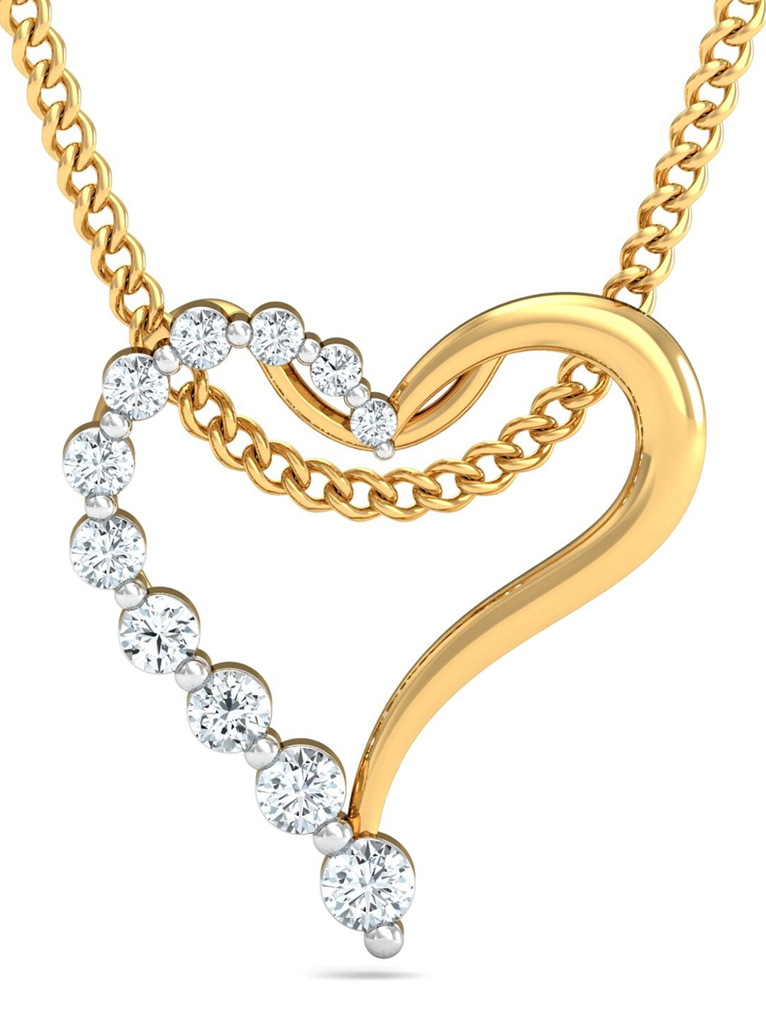 KUBERBOX Alise Heart 18KT Gold Diamond-Studded Pendant 1.04 gm