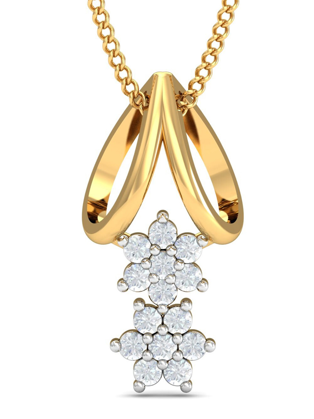 KUBERBOX 18KT Gold Diamond-Studded Agnes Pendant - 0.63gm