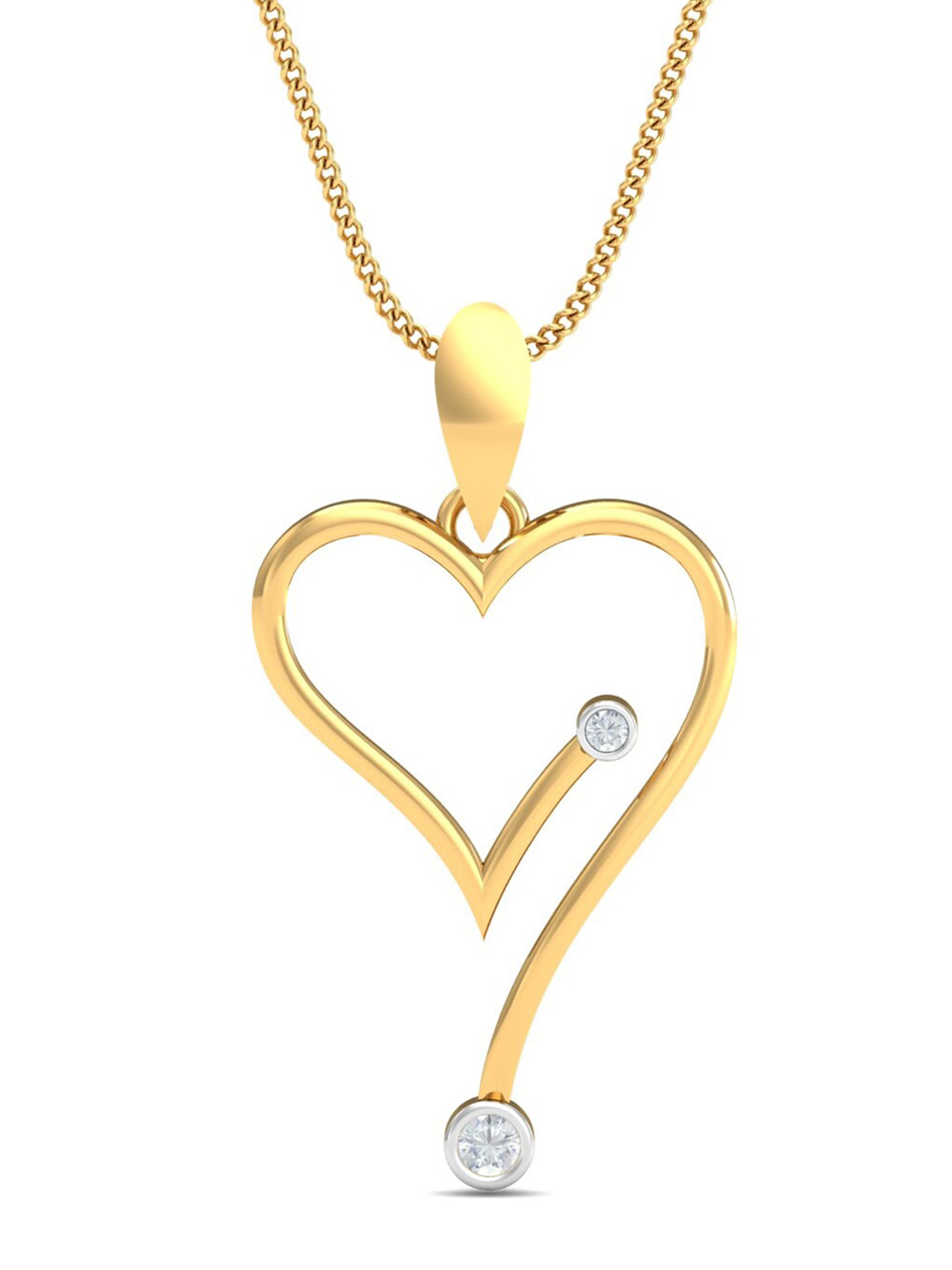 KUBERBOX Modern Era 18KT Gold Diamond-Studded Heart Pendant- 1.08 gm