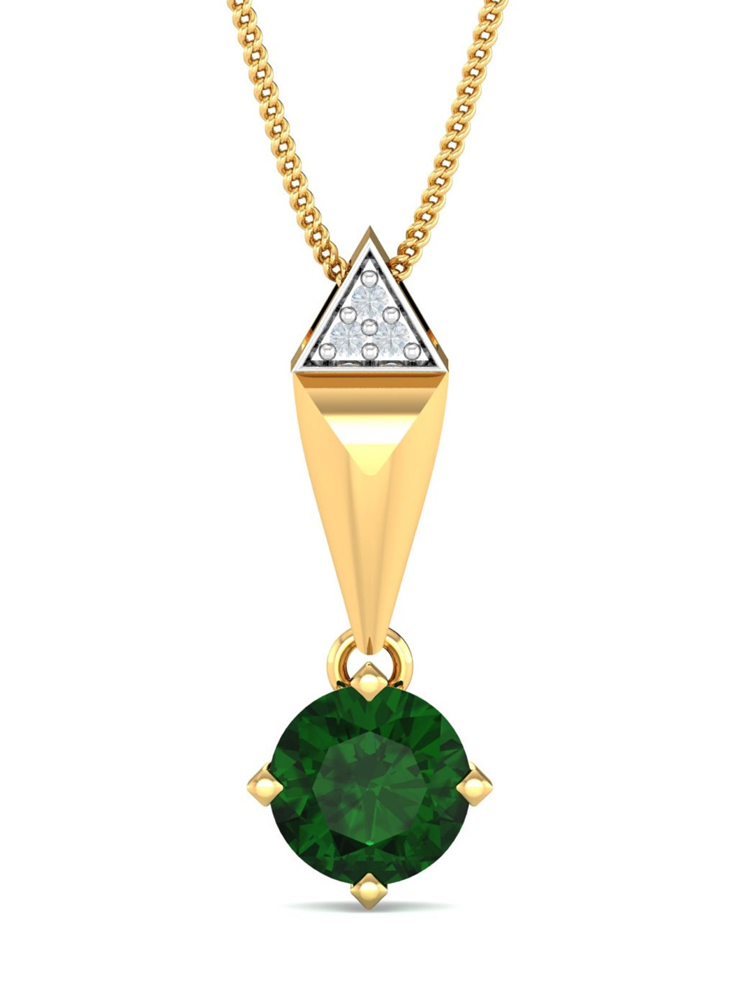 KUBERBOX Annora 18KT Gold Diamond Quartz Studded Pendant-1.49gm