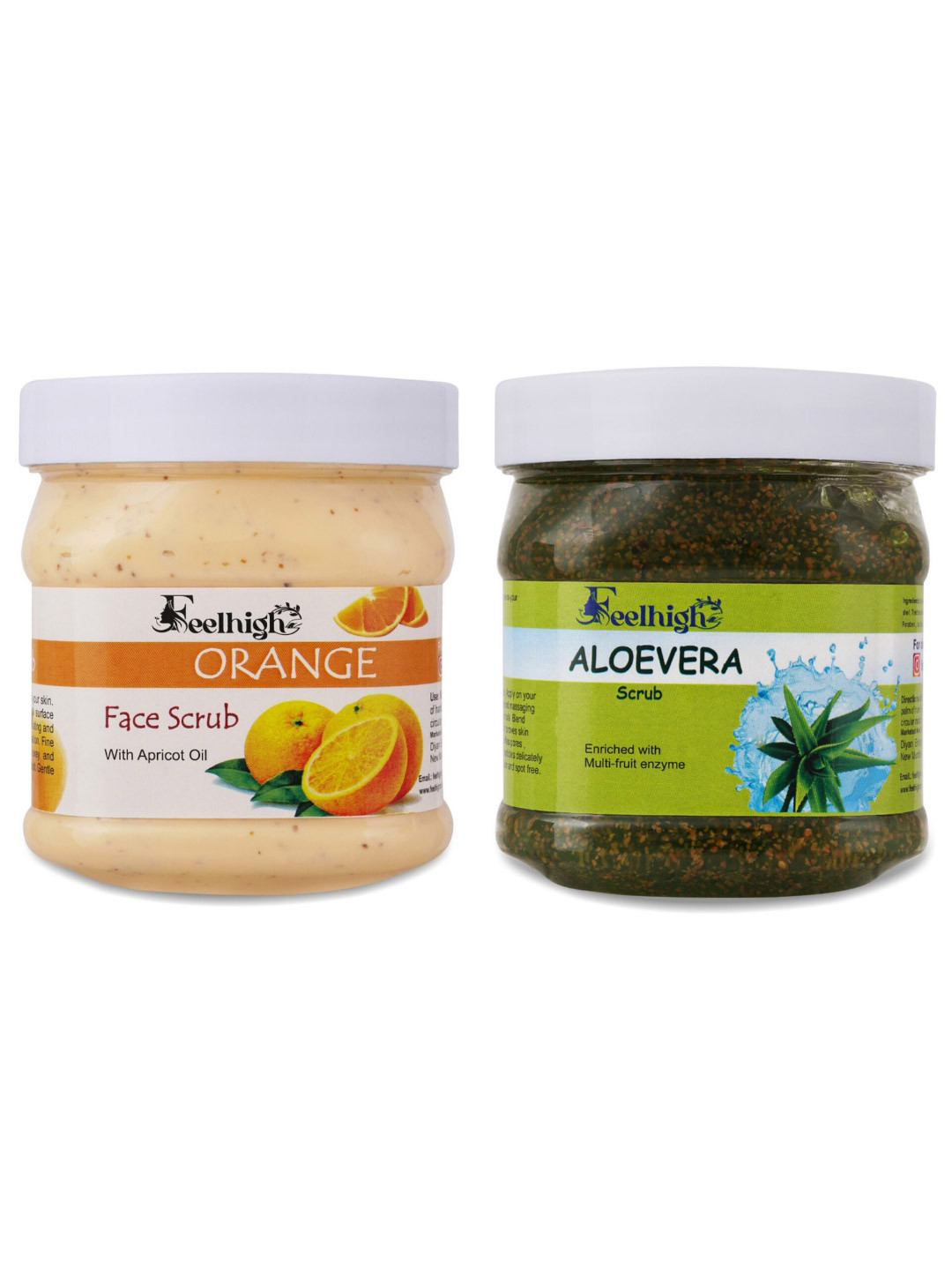 Set Of 2 Orange Scrub & Aloe Vera Scrub For Face & Body 500 ml Each