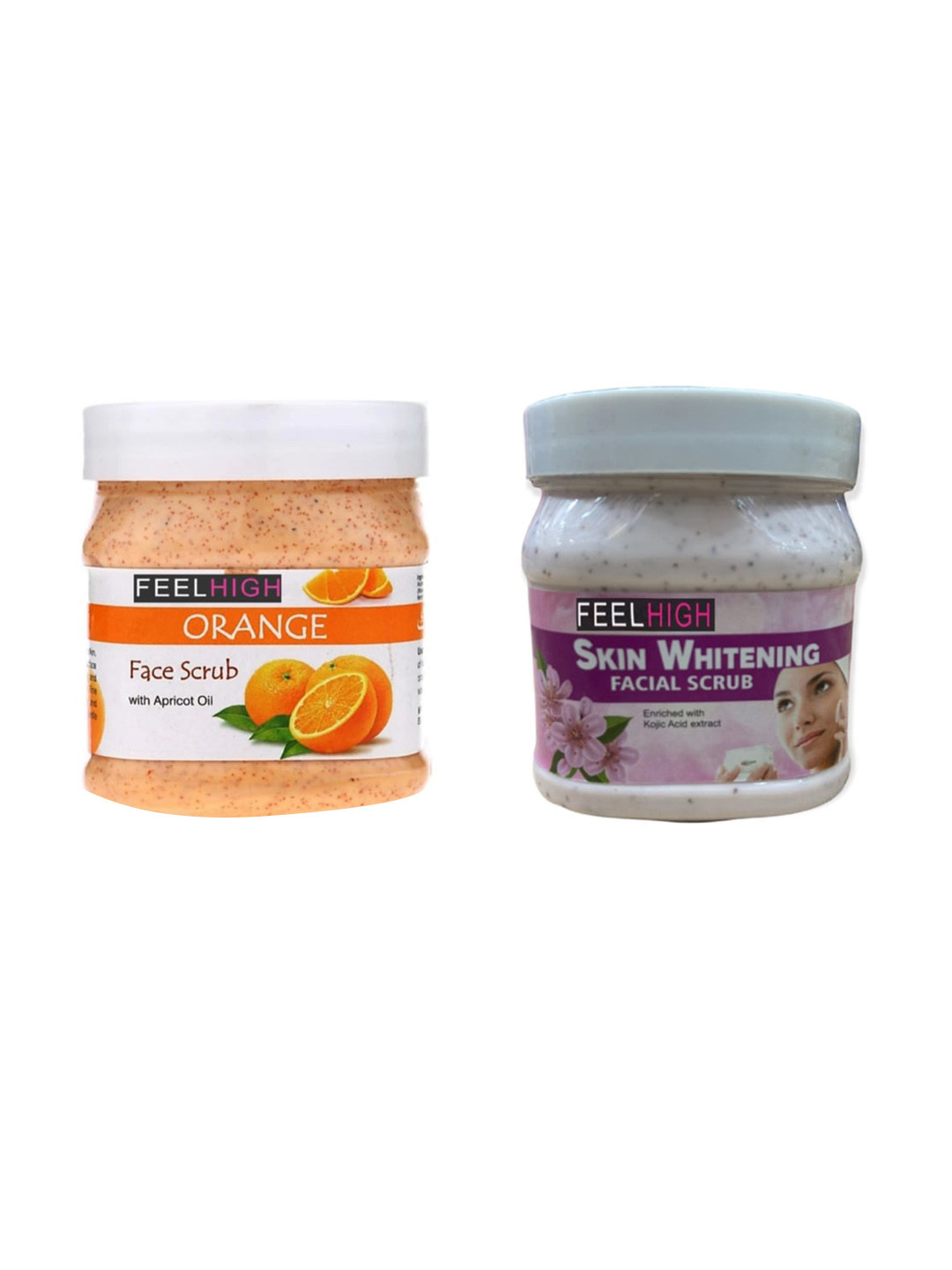 FEELHIGH Set of Orange & Skin Whitening Organic Face & Body Scrub - 500 ml each