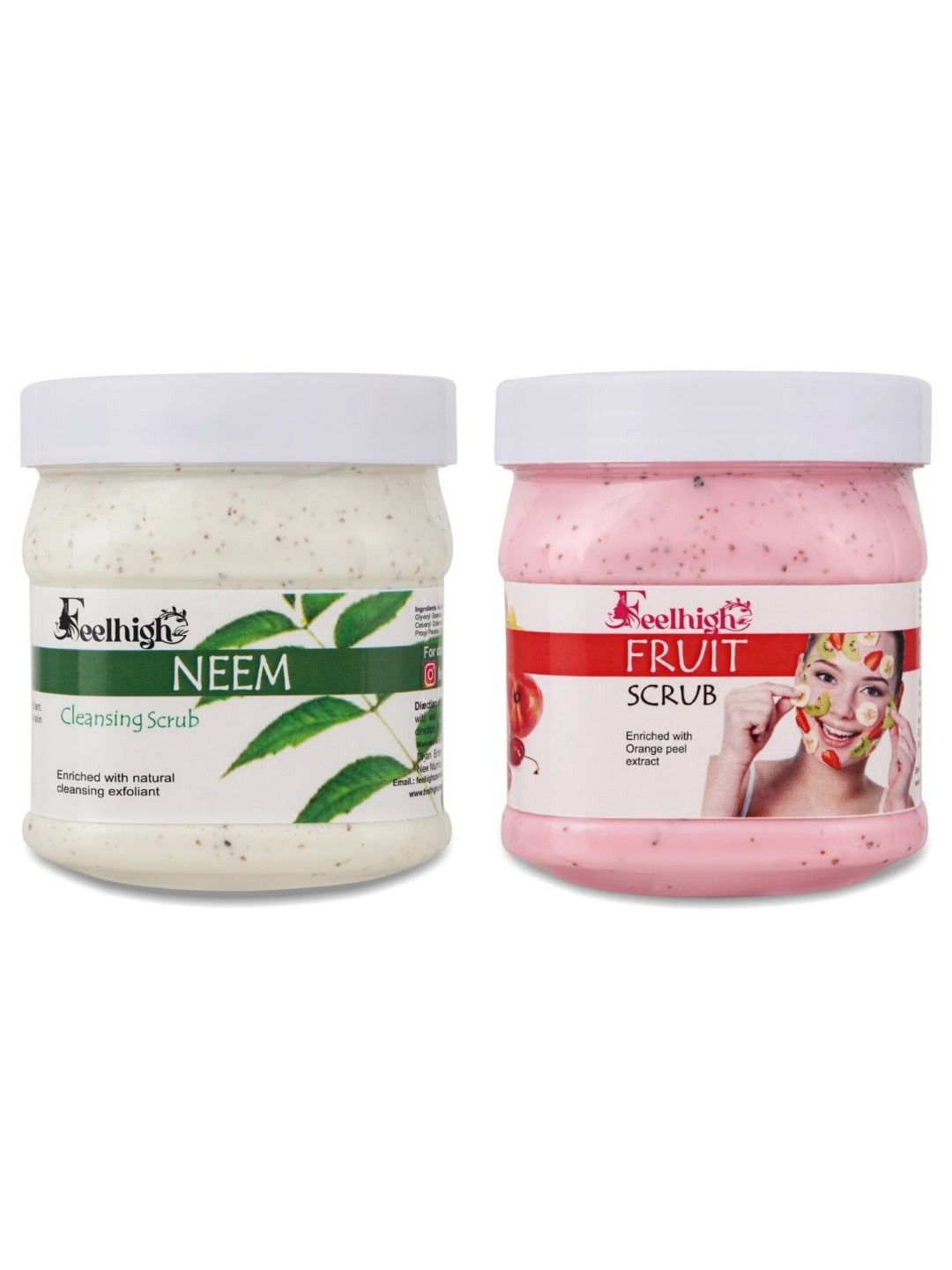 FEELHIGH Set of Neem & Fruit Organic Face & Body Scrub - 500 ml each