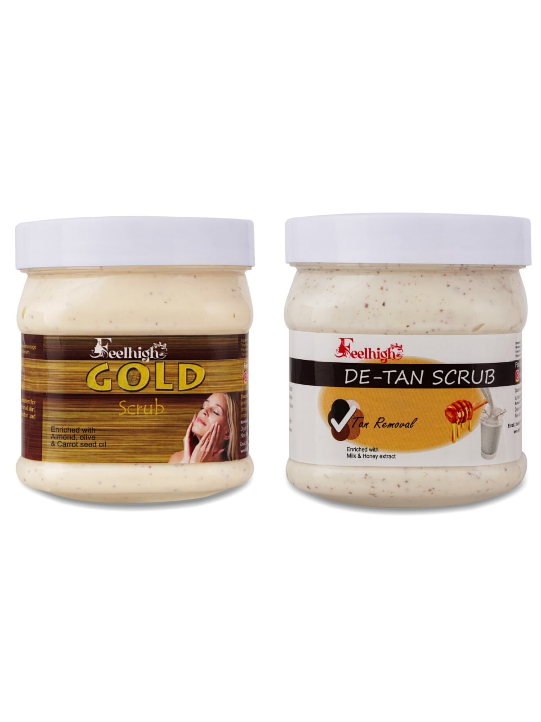 FEELHIGH Set of Gold & De Tan Organic Face & Body Scrub - 500 ml each