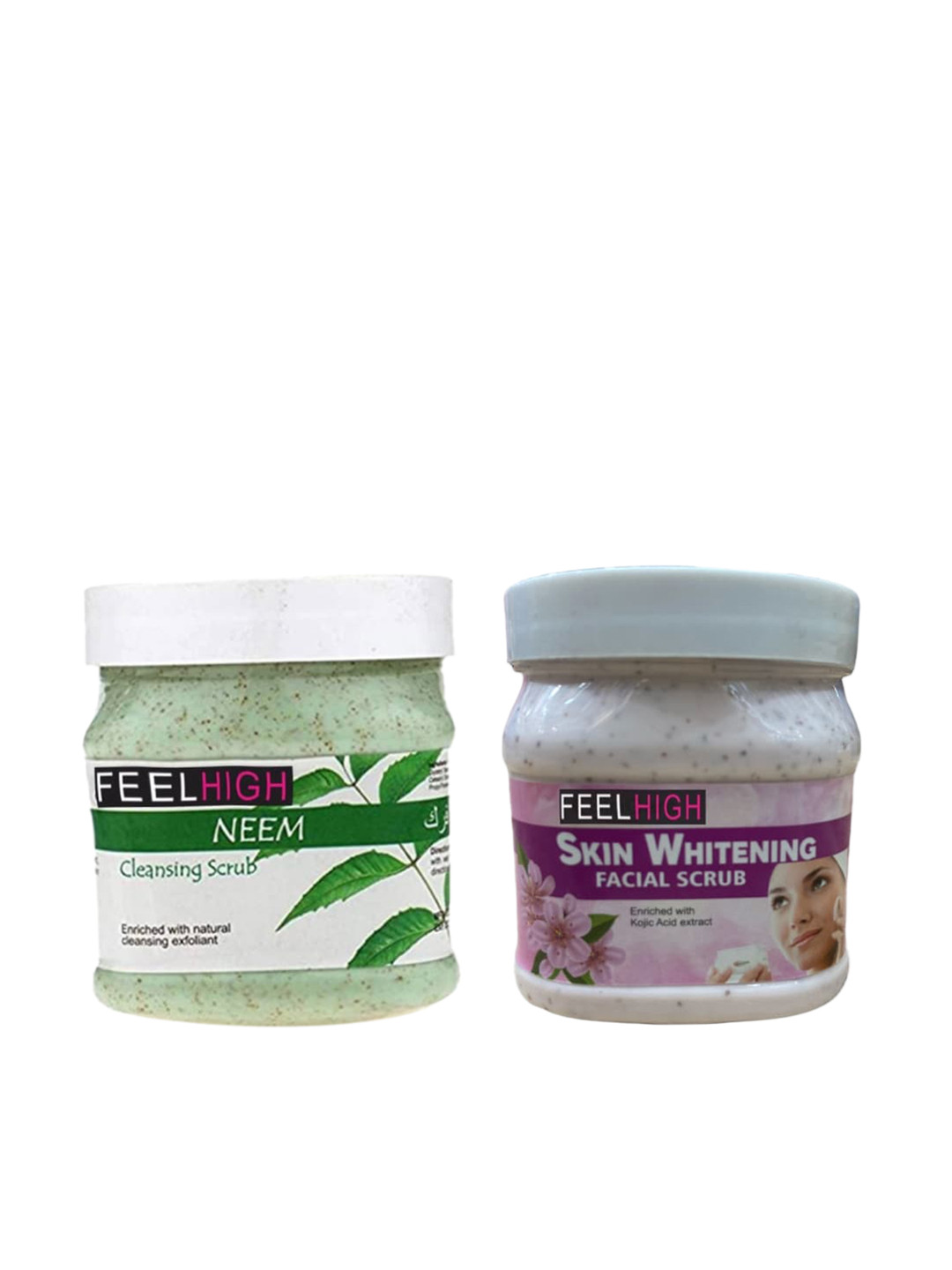 FEELHIGH Set of Neem & Skin Whitening Organic Face & Body Scrub - 500 ml each