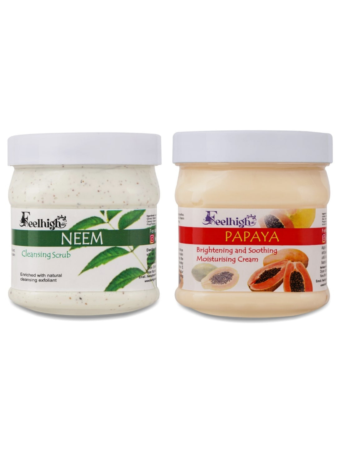FEELHIGH Set of Neem & Papaya Organic Face & Body Scrub - 500 ml each