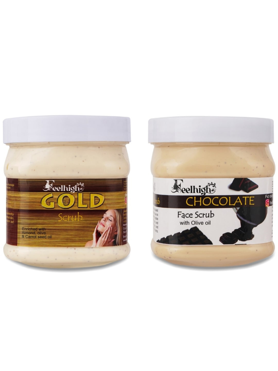 FEELHIGH Set of Gold & Chocolate Organic Face & Body Scrub - 500 ml each