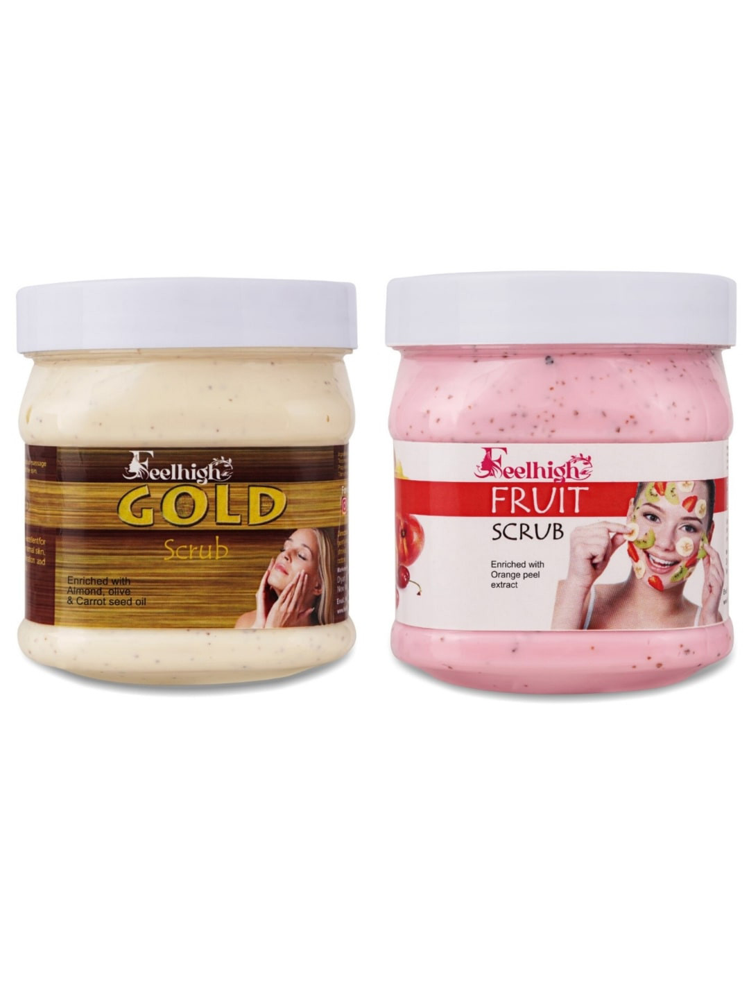 FEELHIGH Set of Gold & Fruit Organic Face & Body Scrub - 500 ml each