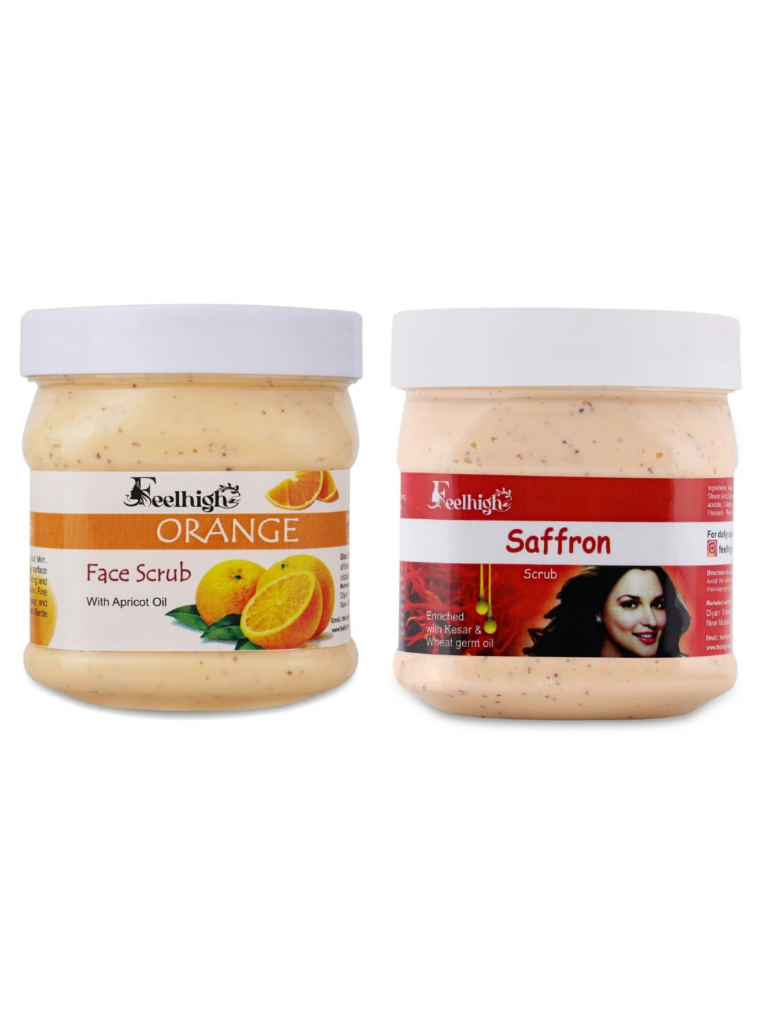 FEELHIGH Set of Orange & Saffron Face Scrubs - 500 ml Each
