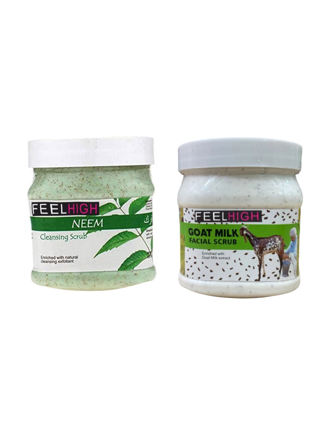 FEELHIGH Set of Neem & Goat Milk Face Scrubs - 500 ml Each