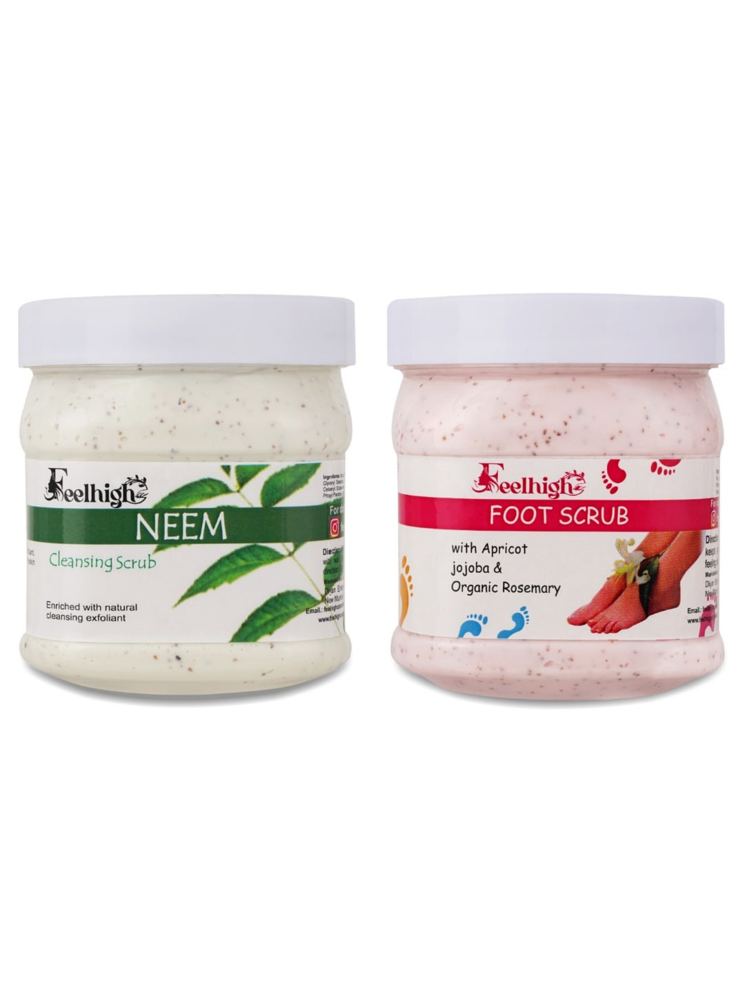 FEELHIGH Set of Neem Cleansing Body Scrub & Apricot Foot Scrub - 500 ml each