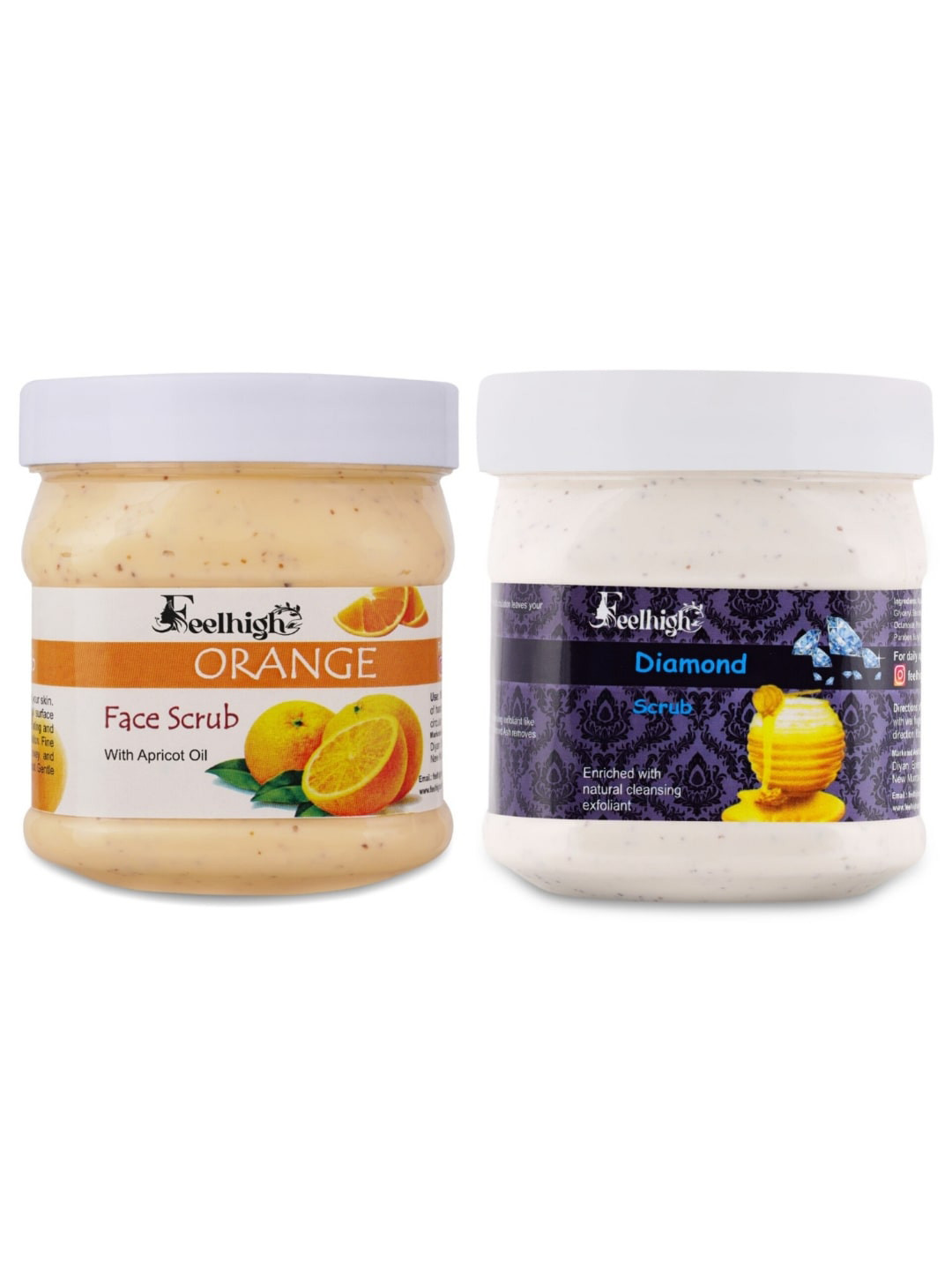 FEELHIGH Set of Orange & Diamond Face Scrubs - 500 ml Each