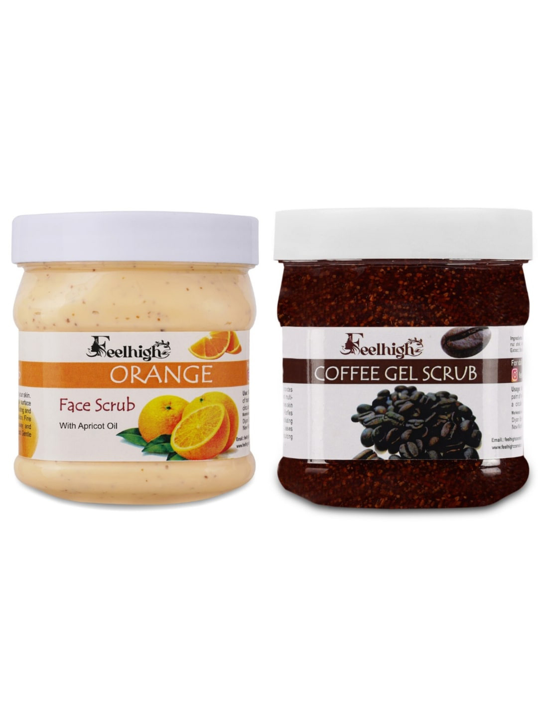 FEELHIGH Set of Orange & Coffee Face Scrubs - 500 ml Each