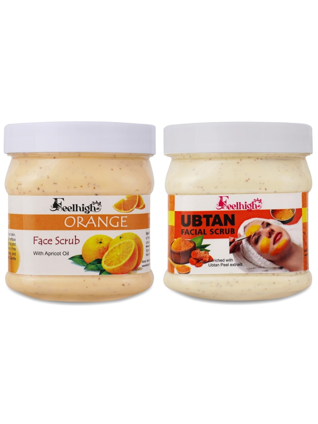 FEELHIGH Set of Orange & Ubtan Face Scrubs - 500 ml Each