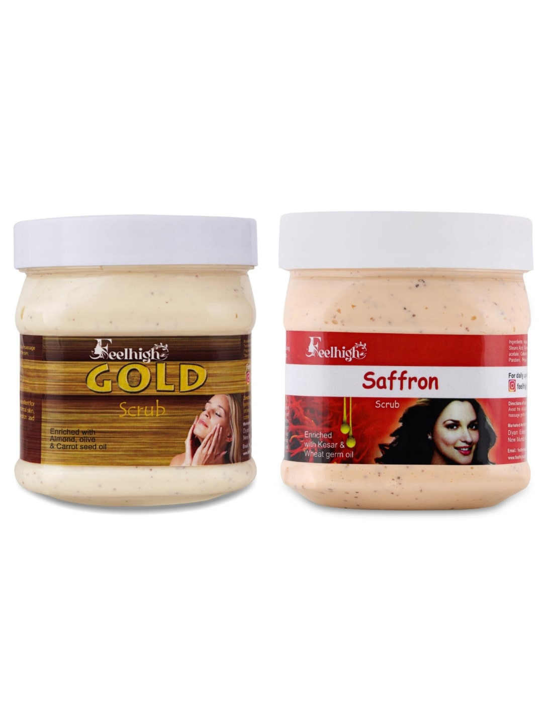FEELHIGH Set of Gold & Saffron Face Scrub - 500 ml Each