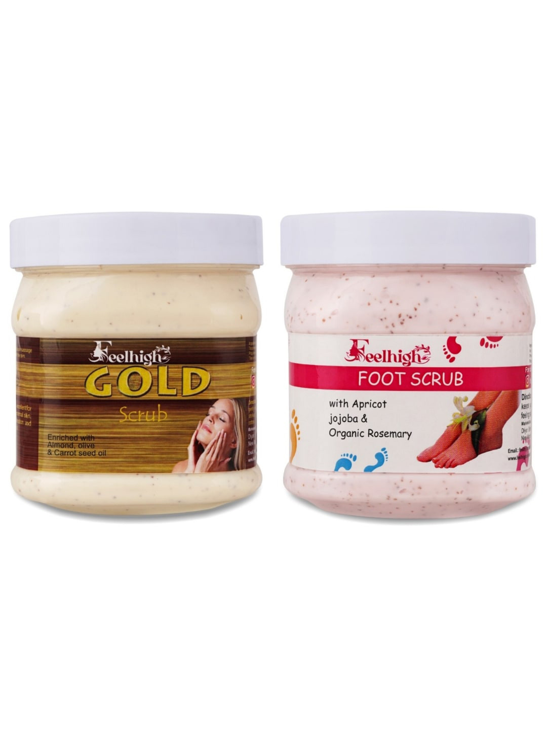 FEELHIGH Set of Gold Face Scrub & Apricot Foot Scrub - 500 ml each