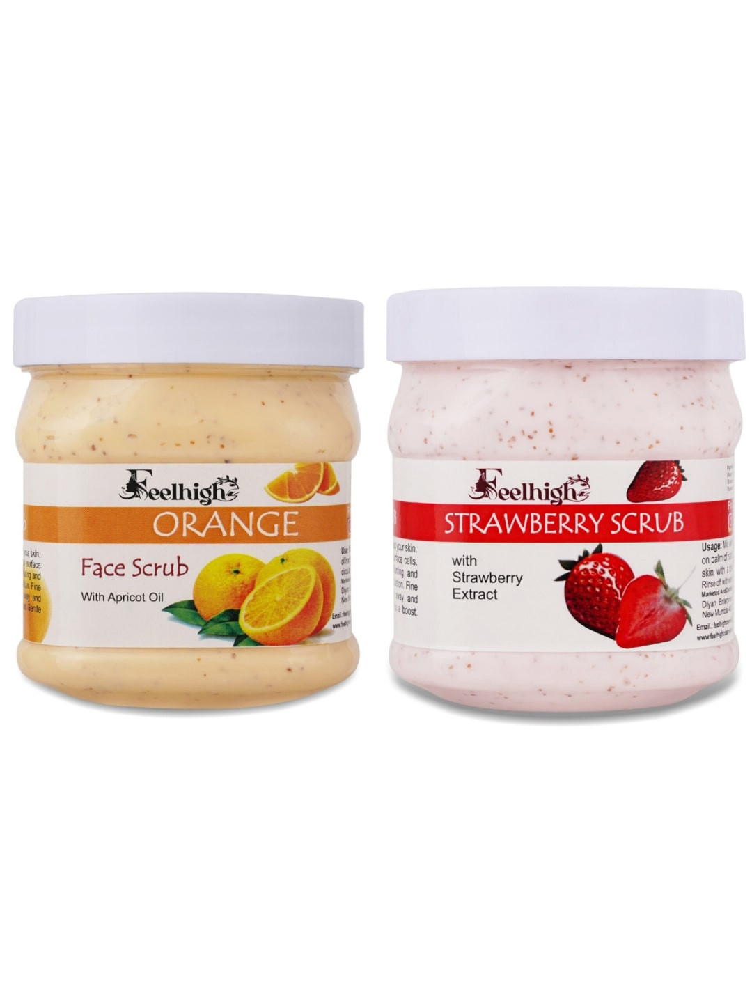 FEELHIGH Set of Orange & Strawberry Face Scrub - 500 ml Each