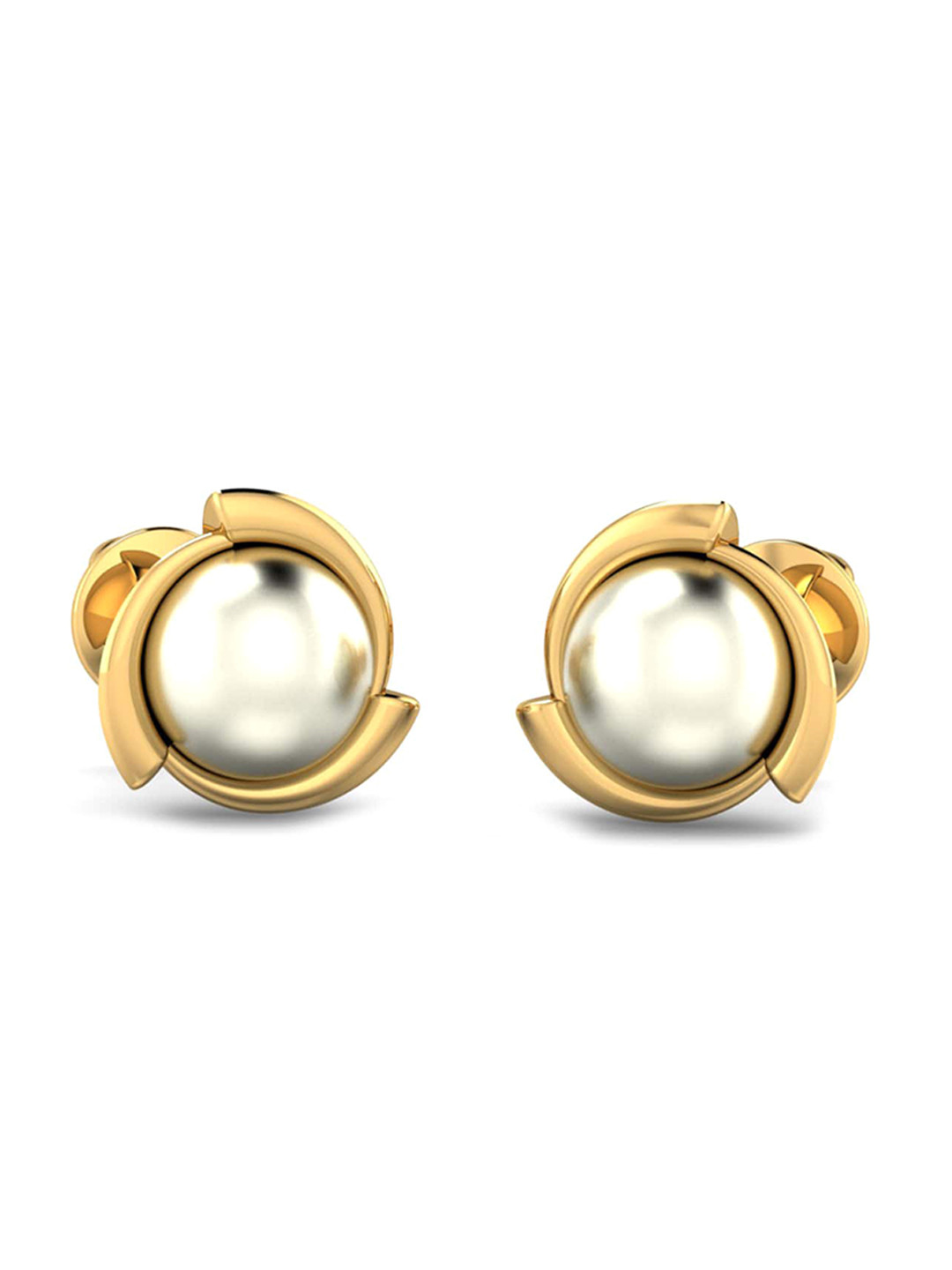 KUBERBOX Emel 18KT Gold Pearls Beaded Stud Earrings-2.62gm