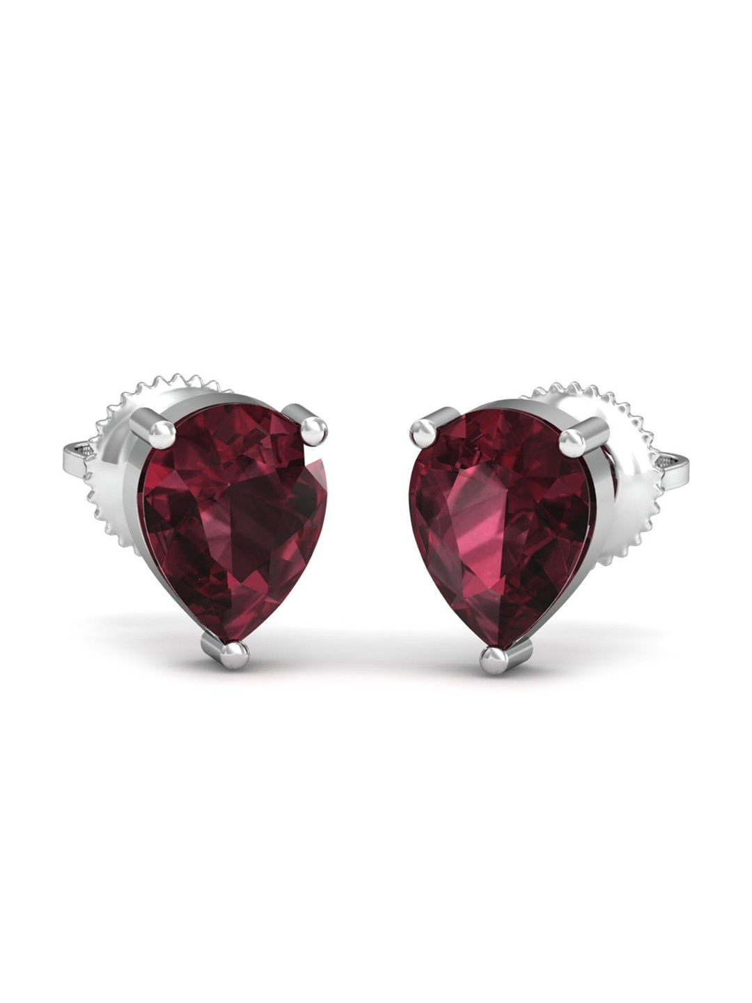 KUBERBOX 18KT White Gold Pear Rhodolite Earrings- 1.45 gm