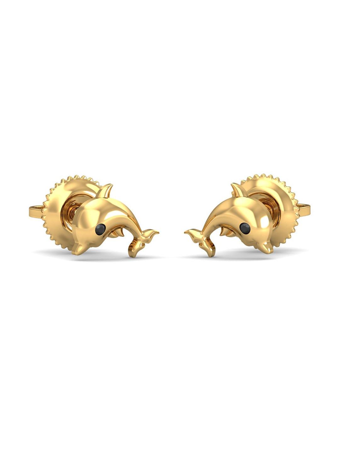 KUBERBOX Quirky Dolphin 18KT Gold Earring-1.72 gm