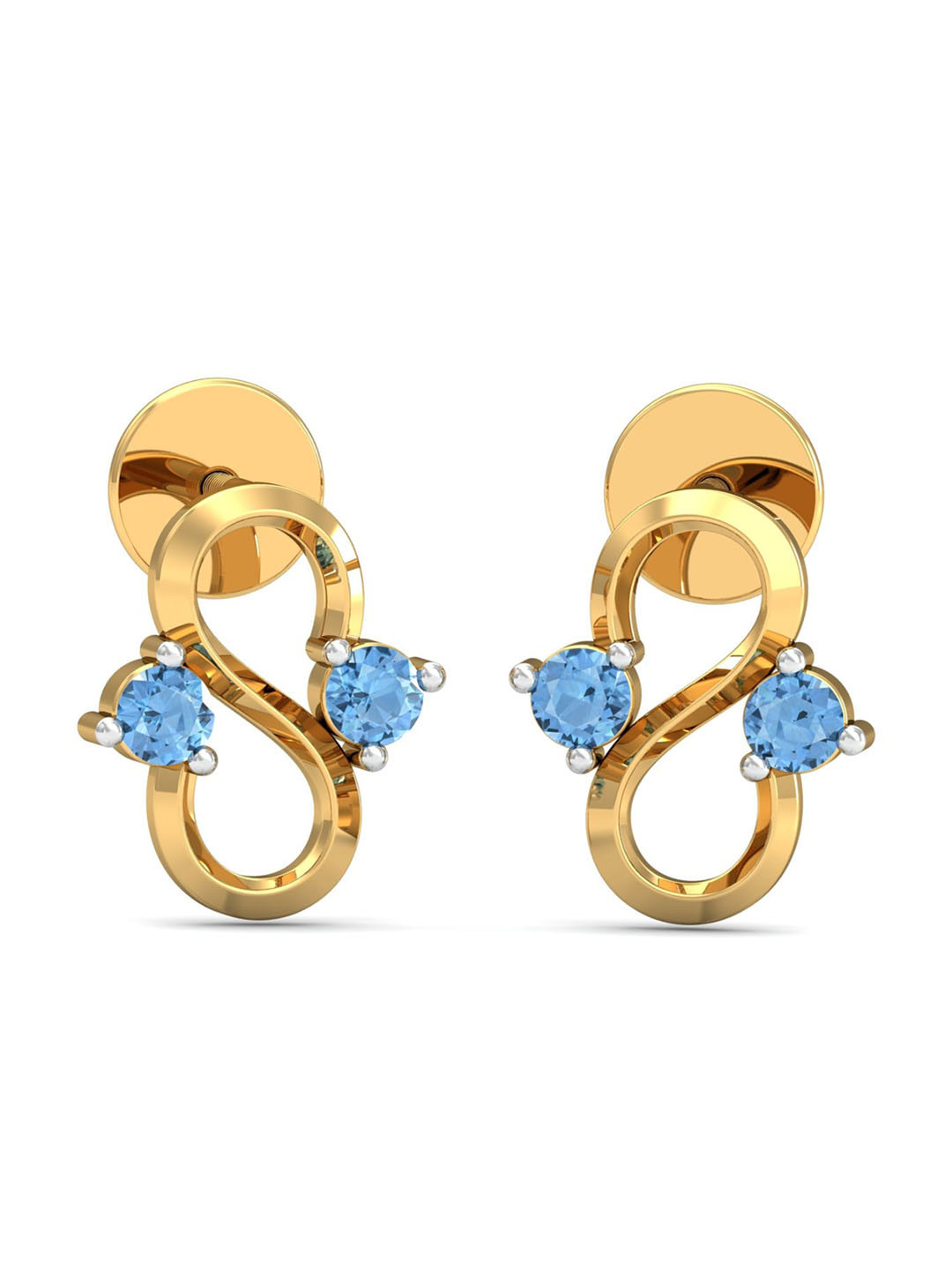 KUBERBOX 18KT Susan Auqamarine Stud Gold Earrings - 1.58 gm