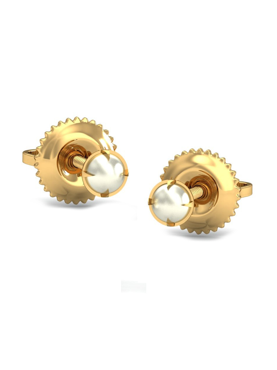 KUBERBOX Ashen 18KT Gold Pearl Studded Stud Earrings 1.11gm