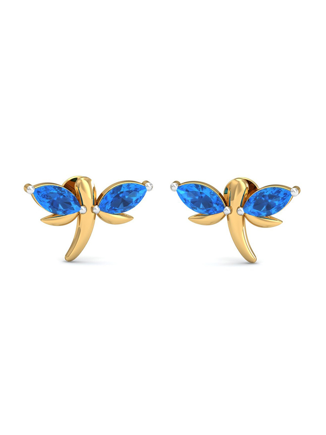 KUBERBOX Flutter 18KT Gold Topaz-Studded Earrings - 2.42 gm