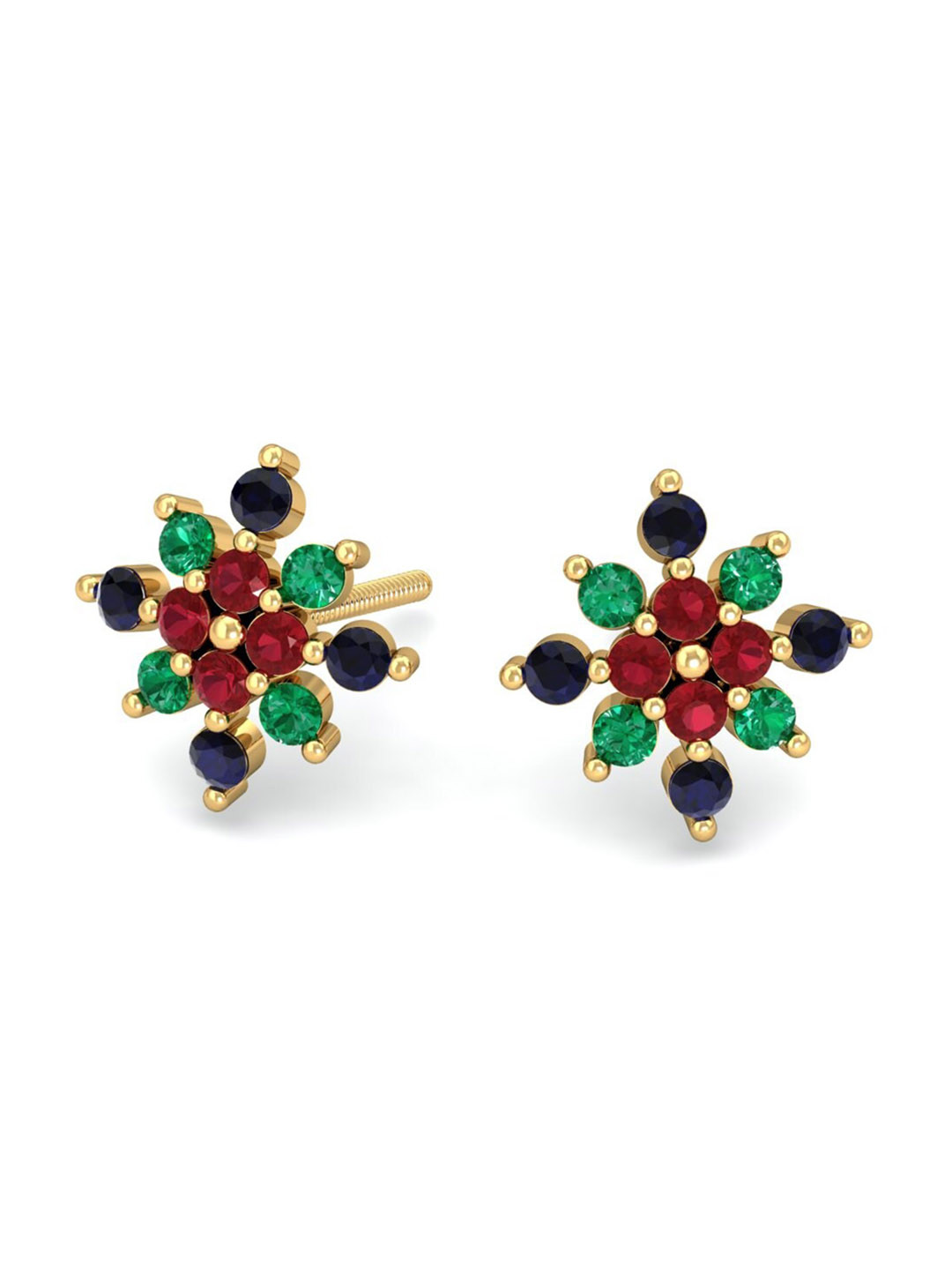 KUBERBOX 18KT Gold Gemstone-Studded Earrings - 1.4 gm
