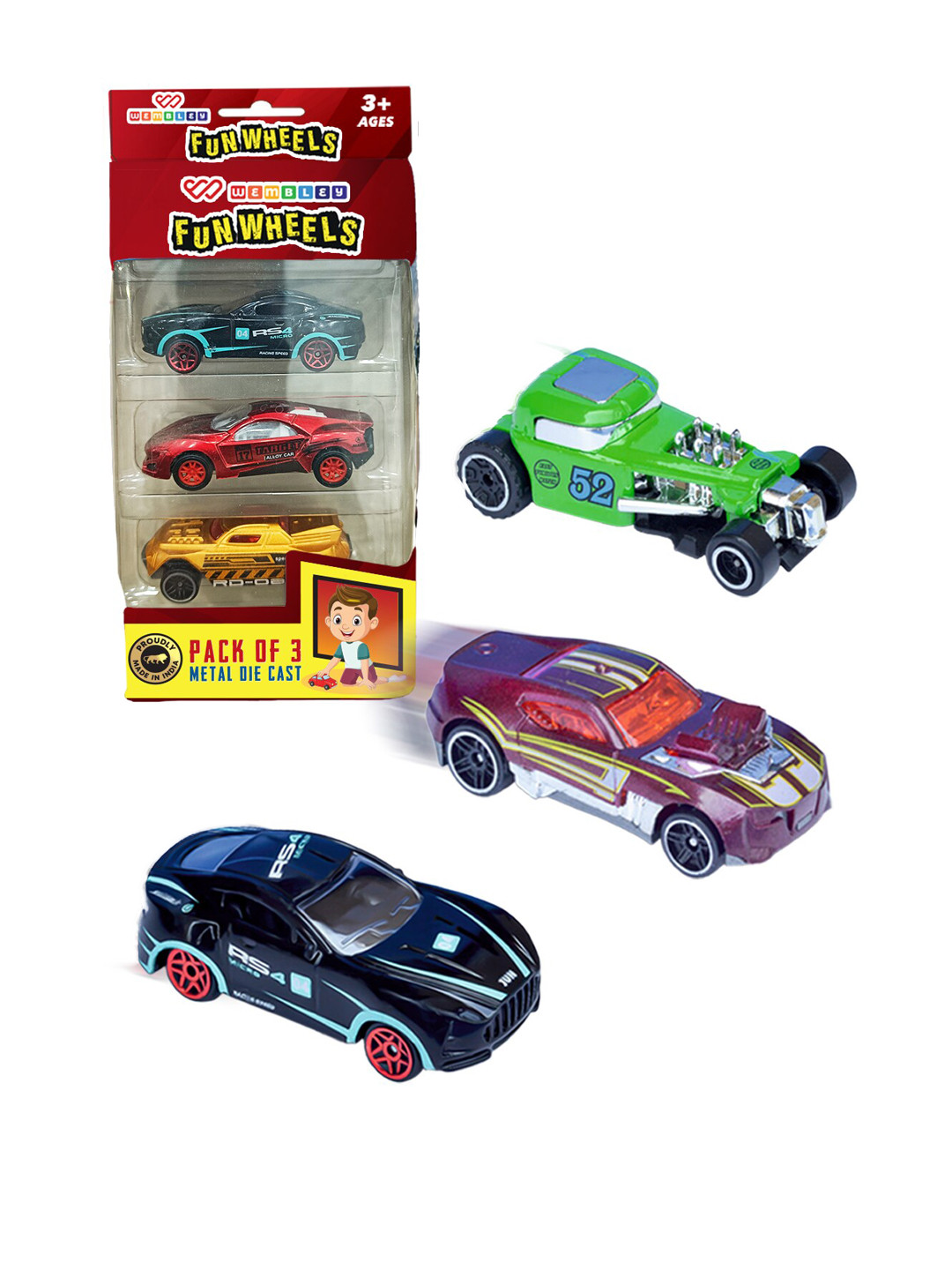 WEMBLEY Kids Set Of 3 Toy Vehicles