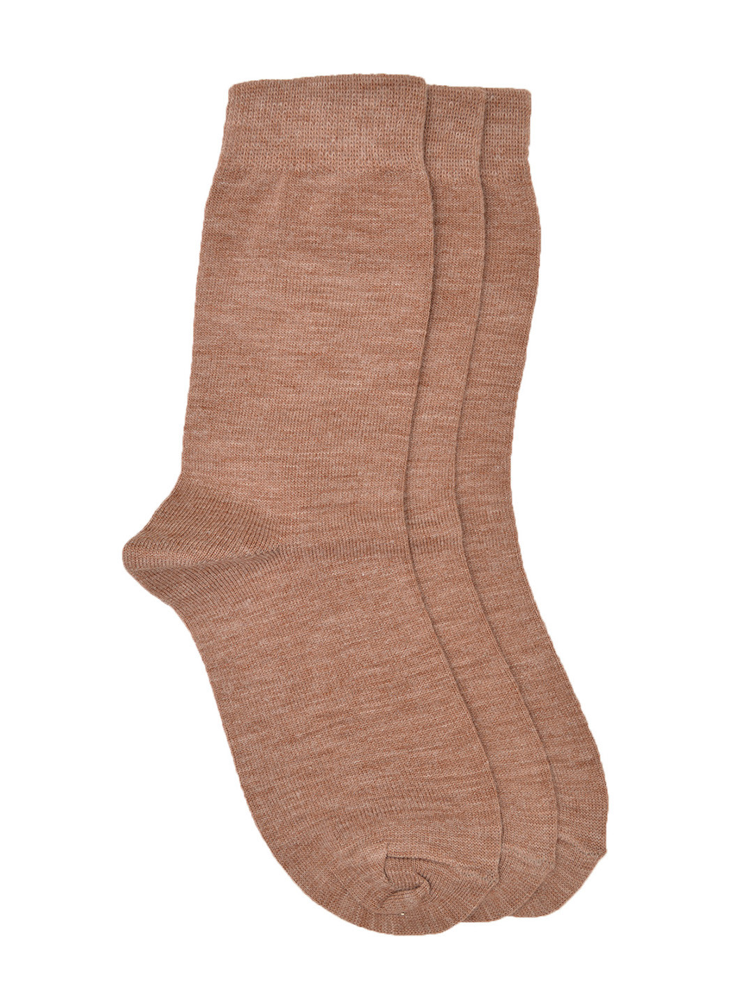 MARC Women Brown Set of 3 Solid Above Ankle-Length Socks