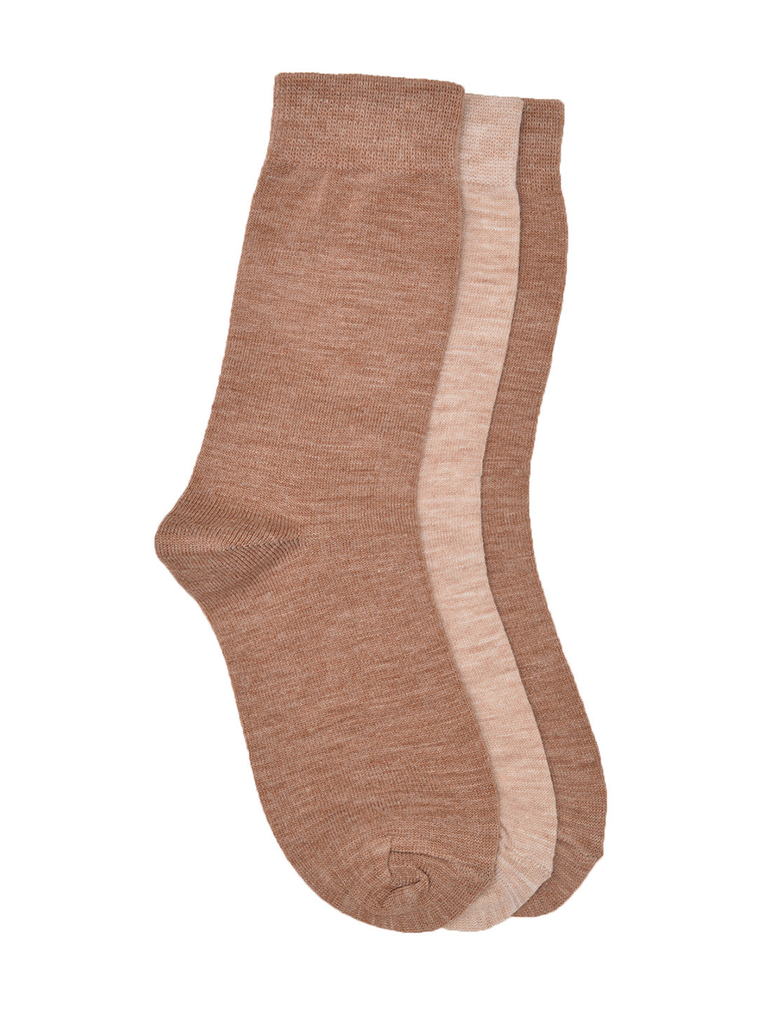 MARC Women Brown & Beige Set of 3 Solid Above Ankle-Length Socks