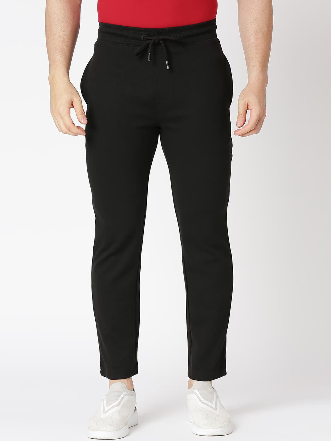 Basics Men Mid-Rise Slim-Fit Cotton Track Pant