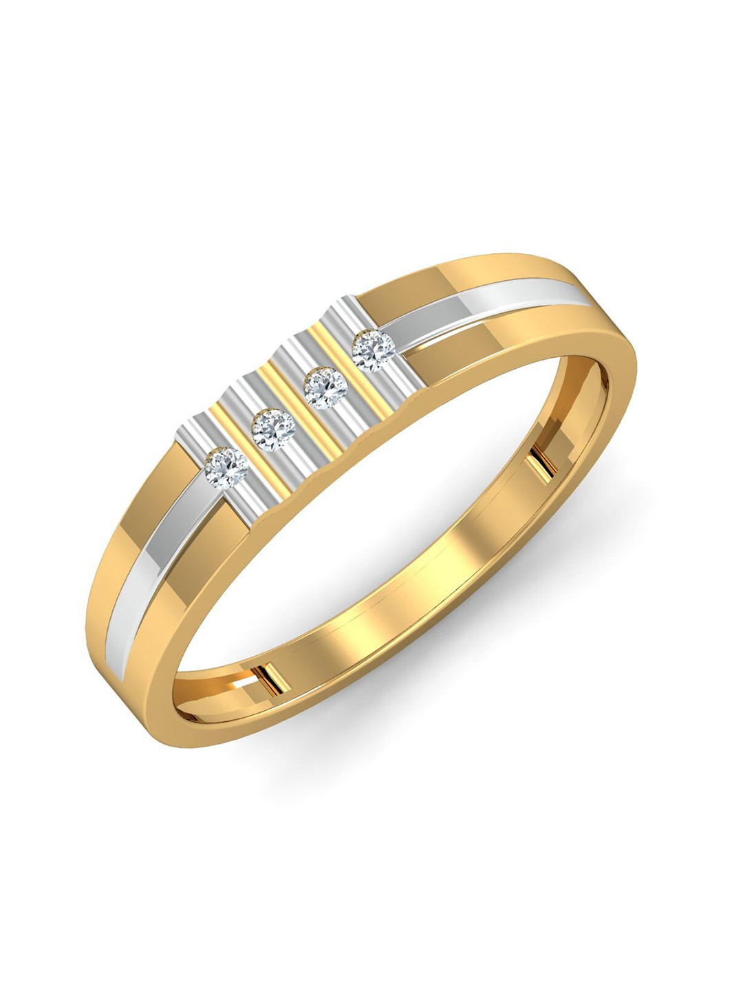 Designs By KUBERBOX Men 18KT Ujjal Gold Diamond-Studded Ring -1.76 gm