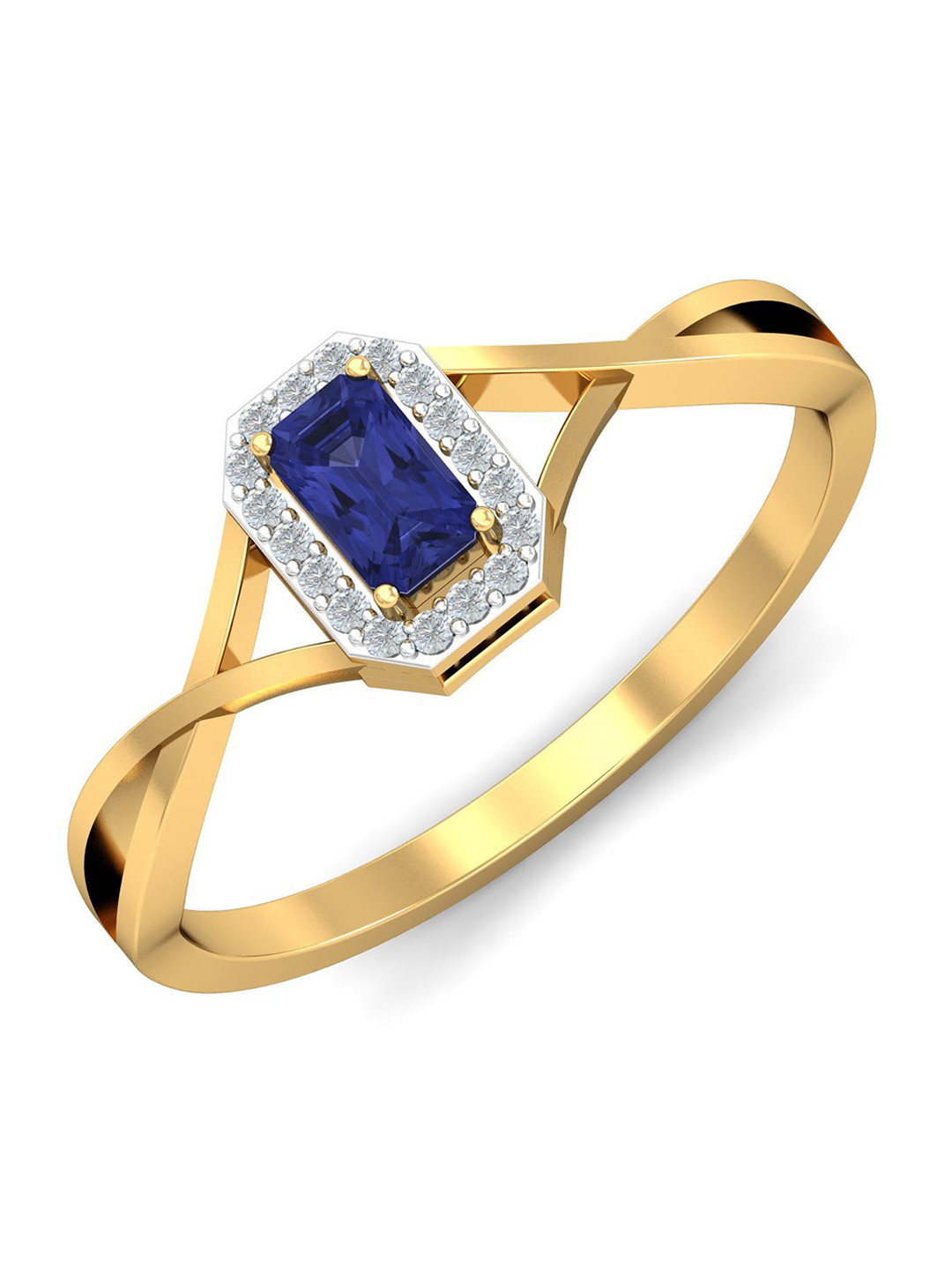 KUBERBOX Cuadro 18KT Gold Diamond-Studded Tanzanite Ring-2.25 gm