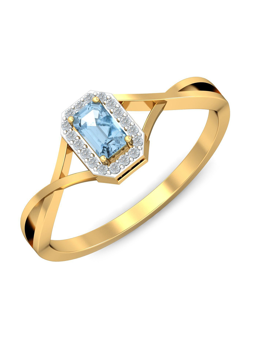 KUBERBOX Cuadro Topaz 18KT Gold Diamond Studded Ring - 2.25 gm